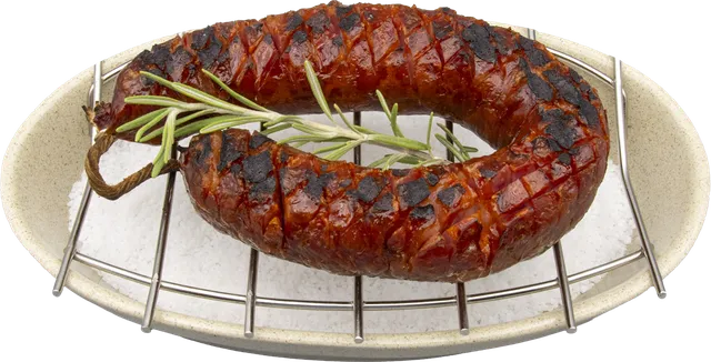 Chouriço grelhado e flambado com Cachaça